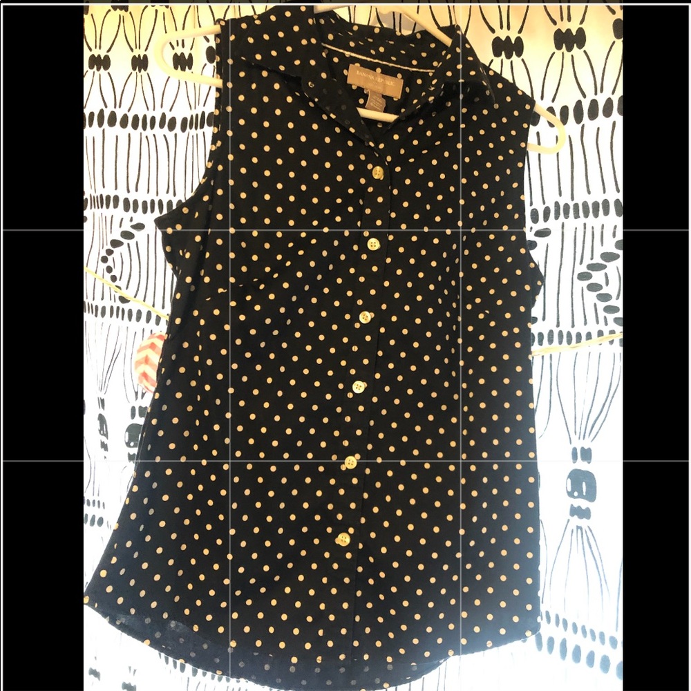 Black And White Polka Dot Banana Republic Blouse
